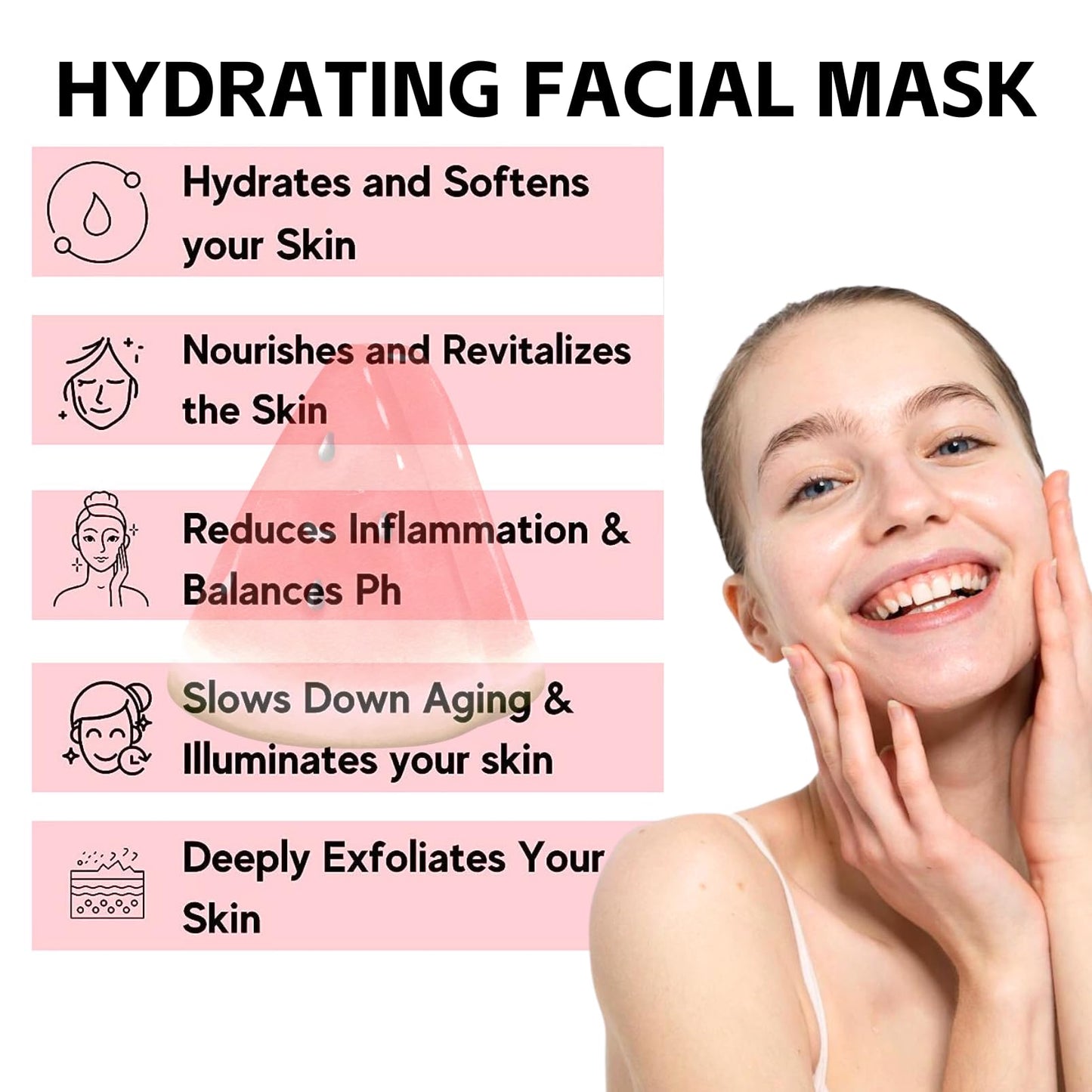 TBeautfave Watermelon Pink Glow Sleeping Mask, Watermelon Overnight Face Masks Skincare, Anti-Aging Hydrating Facial Mask with AHA, Hyaluronic Acid, Niacinamide for Smooth Glowing Even Toned Skin Care, 50ml