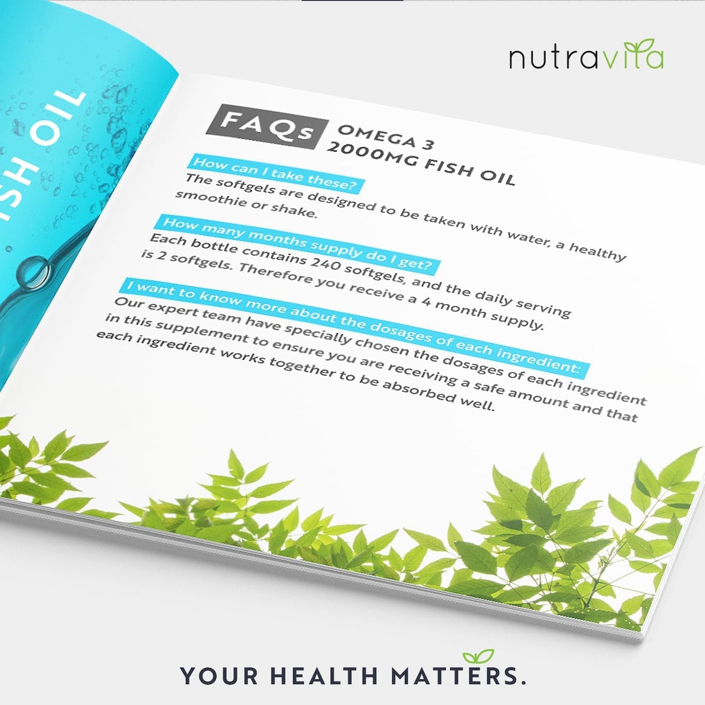 Omega 3 2000mg with 660mg EPA & 440mg DHA per Serving (2 Packs of 240) - 480 Softgel Capsules of Sustainably Sourced Pure Omega 3 Fish Oil - Made in The UK by Nutravita