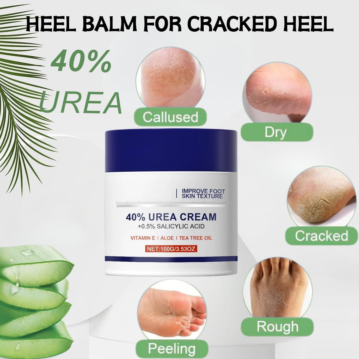 IZBEAUVO 40% Urea Foot Cream for cracked heels and Dry Skin – Cracked Heel Repair Cream & Intensive Foot Moisturiser – Targets Rough Skin Areas & Dry Feet Treatment - Suitable for all kinds of seasonal dryness