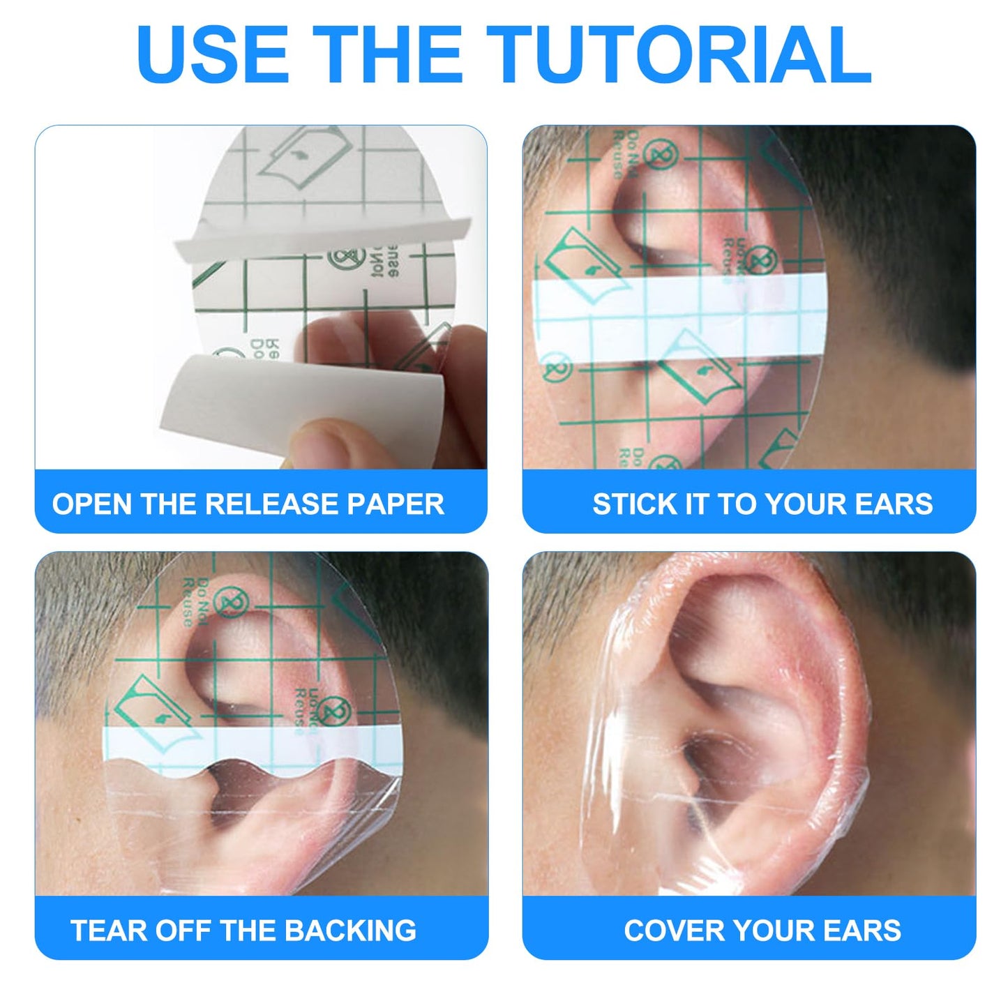 Generic Ear Covers for Shower – 60 Waterproof PU Stickers – Skin-Friendly & No-Lift Design for Swimming and Showering