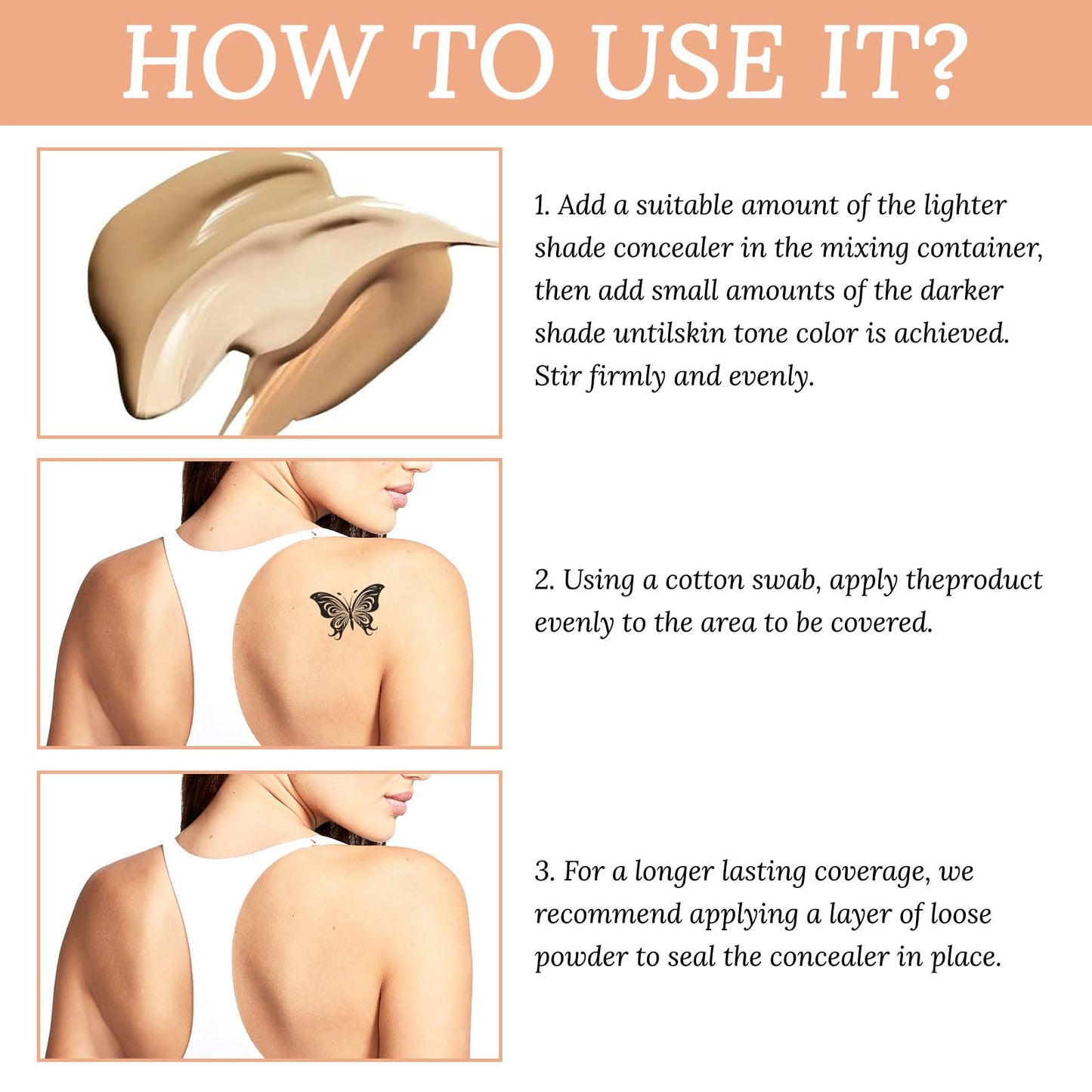 NLFOX Tattoo Cover Up Makeup - Concealer Full Coverage - Waterproof Full Coverage Concealer For Body - Natural Body MakeupFor Tattoos Scars Veins - Long Lasting body concealer Set For For Men And Women