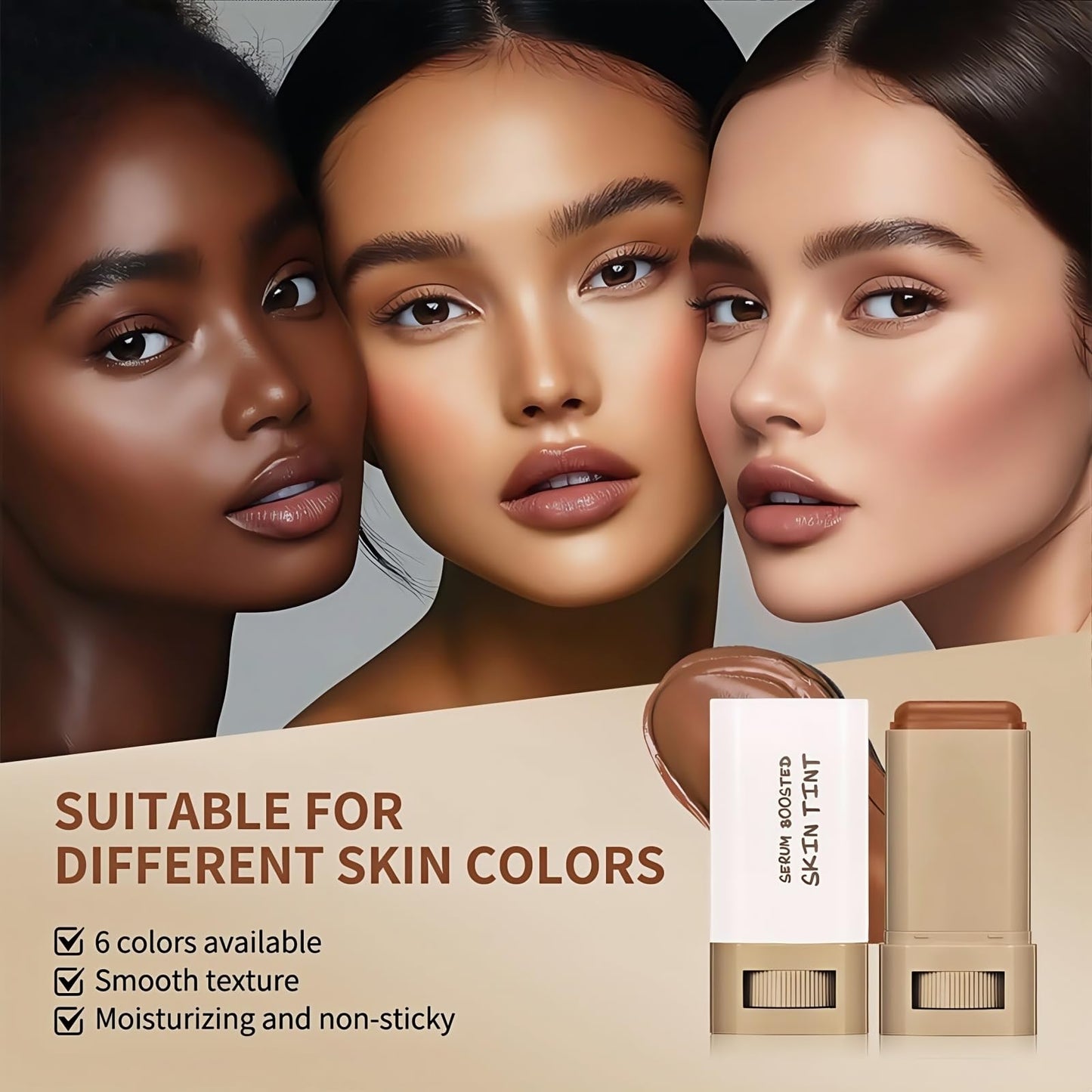 Beauty Balm Serum Boosted Skin Tint,Balm Foundation,Serum-Boosted Beauty B/alm Foundation Stick,F/oundation Stick,Makeup F/oundation S/tick for Women,Tinted Moisturizer Fo/undation S/tick,#05