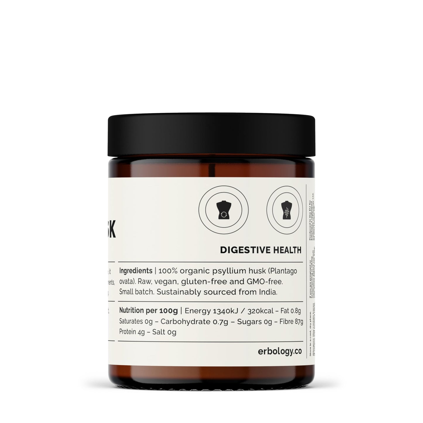 Erbology Organic Psyllium Husk Powder 90g - 45 Servings - Promotes Digestive Health and Regular Bowel Movements - Sustainably Sourced Straight from Farm in India - Small Batch - Vegan - GMO-Free