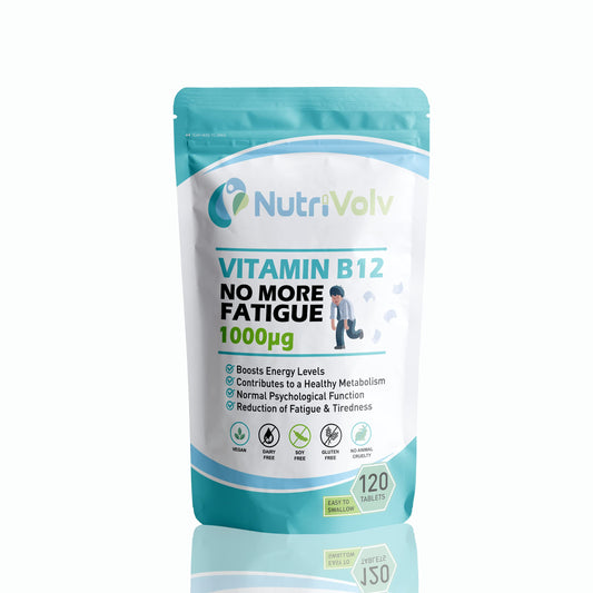 Nutrivolv Vitamin B12 1000mcg High Strength Vegan Supplements Support Immune System & Reduction of Tiredness & Fatigue | 120 Tablets