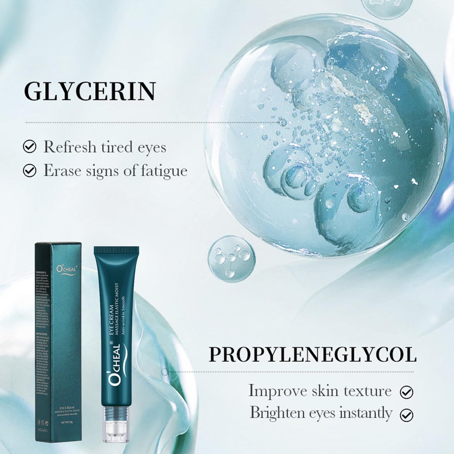 Mens Eye Cream for Dark Circles and Puffy Eyes Eye Massage Roller, Anti Aging Under Eye Cream, Eye Tightener Serum, Anti Wrinkle Reduce Fine Lines, Brightening Moisturizing Eye Repair Cream