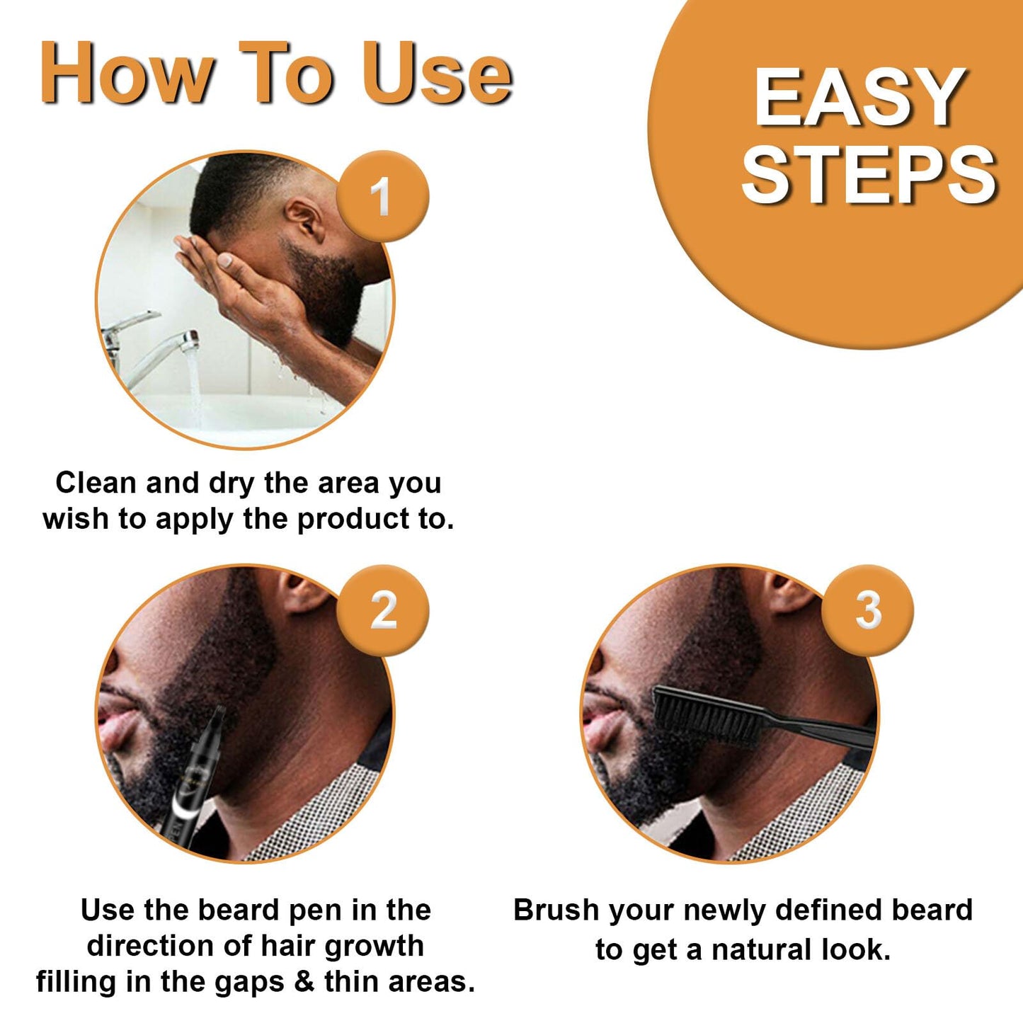 RubyTint Beard Dye for Men – Waterproof Formula with 4-Prong Tip – Helps Fill & Shape for a Natural Look Multi-Use Beard Pen Filler (brown)