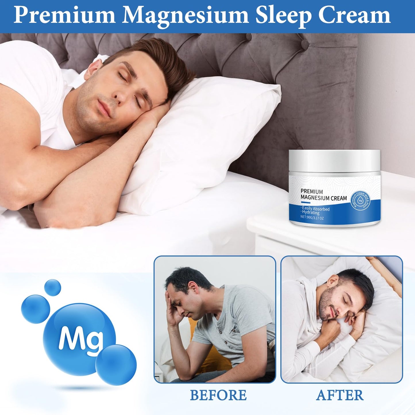 MADGININE Magnesium Butter Natura Magnesium Cream, Magnesium Cream for Muscle Relaxation & Sleep Support, Magnesium Soothing Sleep Cream Moisturizing Body & Skin (90g)