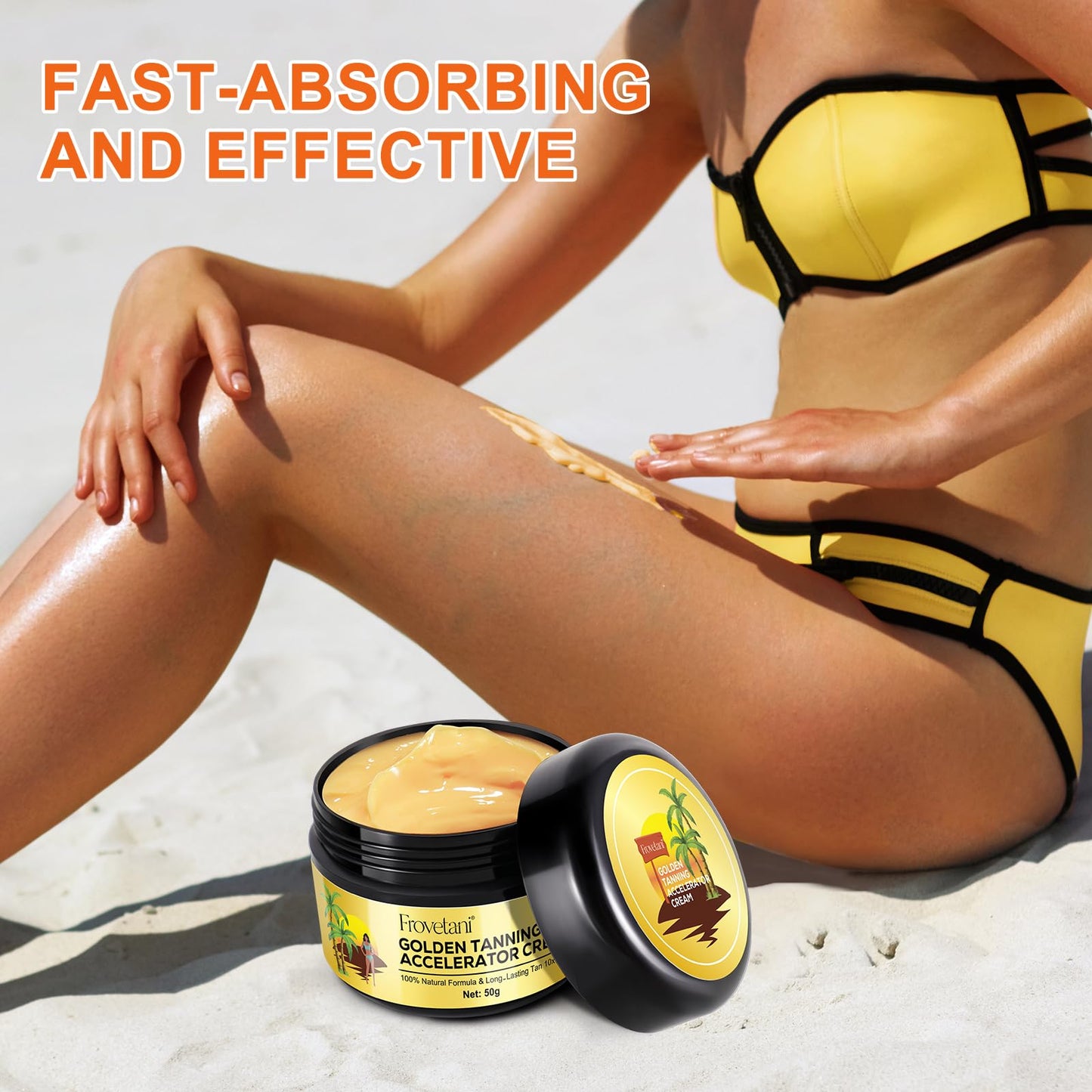 DUODUORENER Golden Tan Accelerator, Tanning Accelerator Cream 50g, For Indoor Tanning Beds and Outdoor Sun Tan, Faster Tanning with Natural Ingredients Safe for Face, Body (50g)