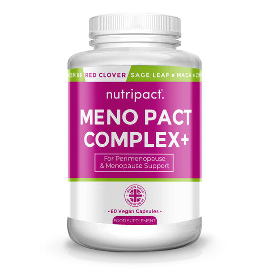 Meno Pact Support Complex - Perimenopause & Menopause Supplement for Women - 17 Active Ingredients - Formulated by Women’s Health Experts - High Strength Formula - 60 Vegan Capsules - Nutripact