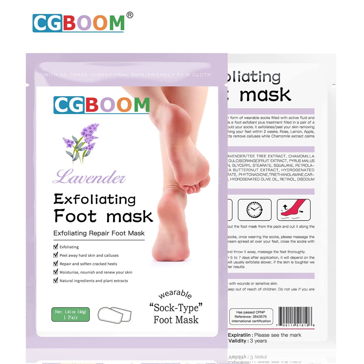 3 Pack Foot Peel Mask,Exfoliating Foot Socks Calluses Remover Dead Skin, Aloe Moisturizing Feet Peeling Mask for Dry Skin,Cracked Heels,Foot SPA Socks for Women and Men