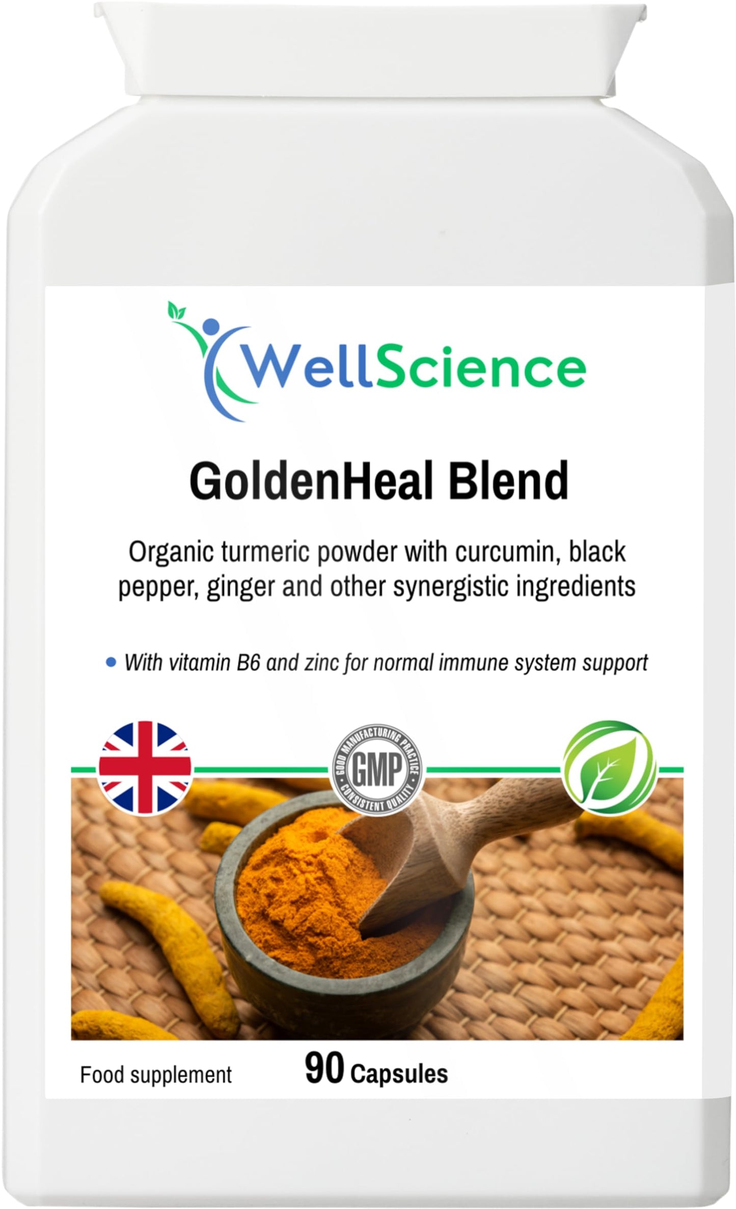 Wellscience WellScience GoldenHeal Blend: Immune Support, Anti-Inflammatory, and Digestive Health - Organic Turmeric, Curcumin, Black Pepper, Ginger & Cayenne