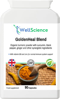 Wellscience WellScience GoldenHeal Blend: Immune Support, Anti-Inflammatory, and Digestive Health - Organic Turmeric, Curcumin, Black Pepper, Ginger & Cayenne