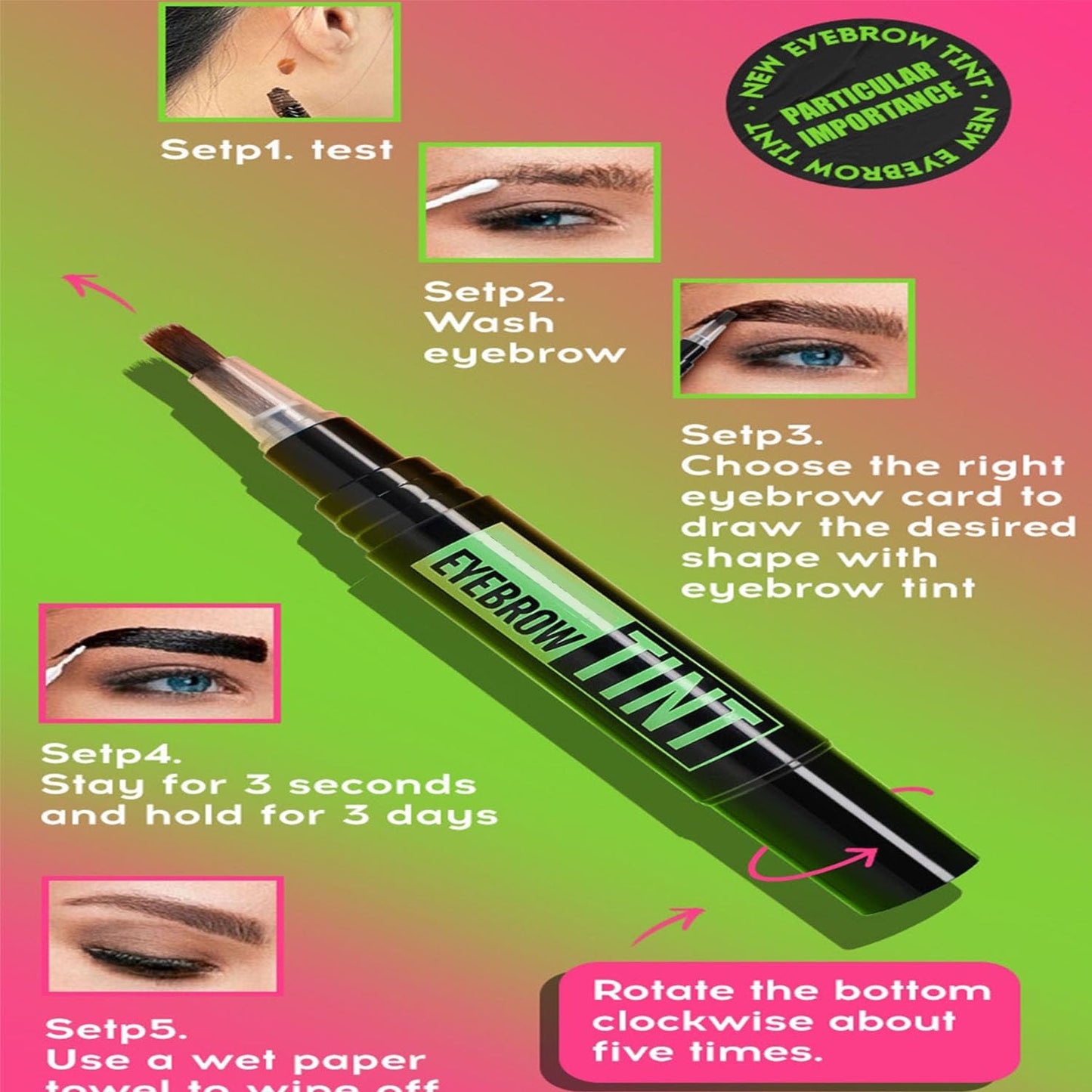 Generic Brow Dye Kit Long-Lasting Eyebrow Tint Semi-Permanent Dark Brown Eyebrow Waterproof Smudge-Proof Pen Tattoo Pencil Medium Brow Makeup for Defined Natural Look Easy to-Use with Brush