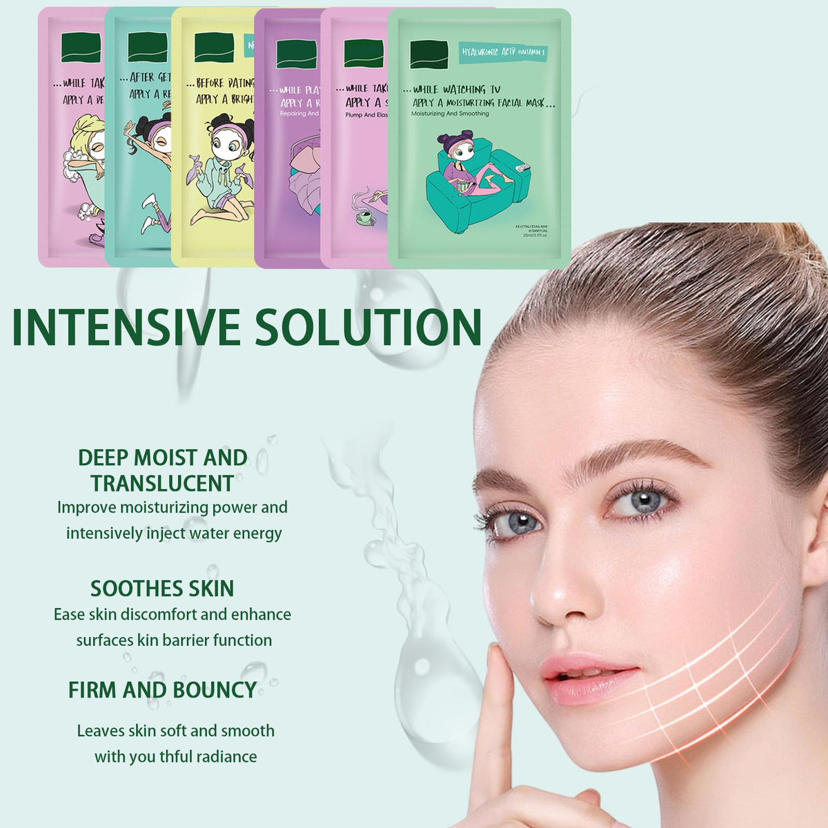 Asheyya 8PCS Face Masks for Girls, Hydrating Nourishing Face Masks for All Skin Types