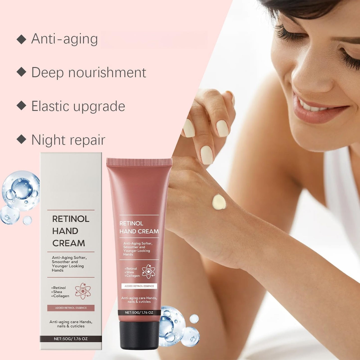 Anti-Aging Retinol Hand Cream,Firming Hand Lotion,Anti Wrinkle Cream for Hand,Retinol Moisture Hand Cream,Refreshing Texture & Easily Absorbed,Mild and Non-Irritating,for Aging & Dry Cracked Hands