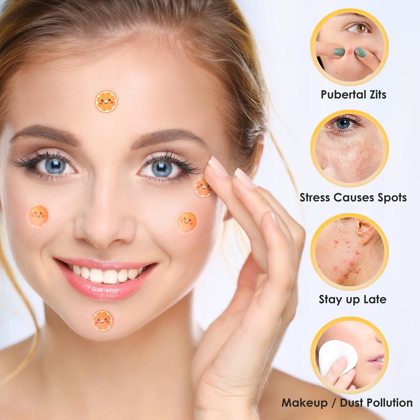 AUSLKA Pimple Patches Hydrocolloid Patches, Orange Shape Pimple Patches for Face, Zit Patches Contain Vitamin C, Cute Blemish Patches for Women, 120 Patches Cover Spot in Skin