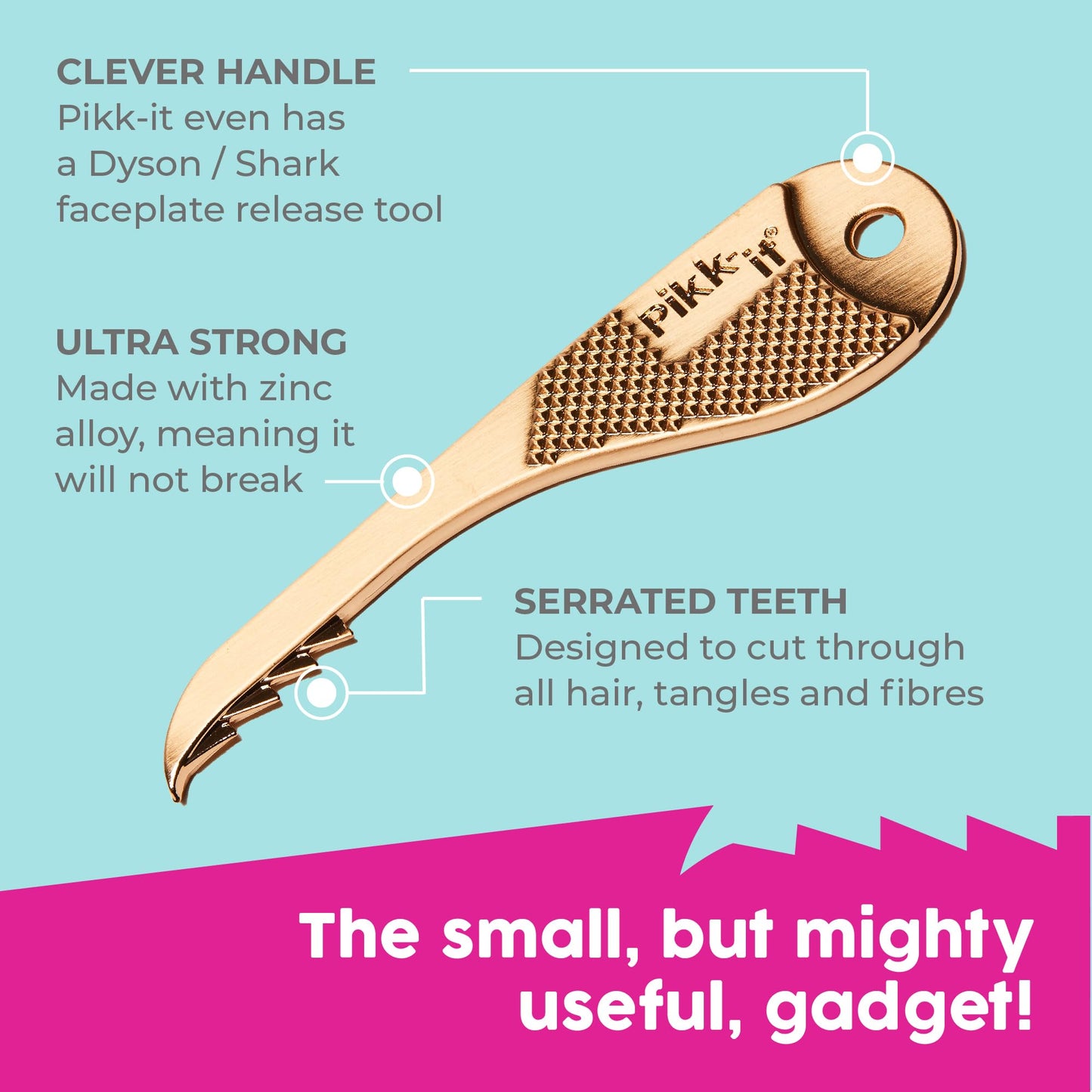 Pikk-it Pikk-It® Hair Removal Tool For Vacuum's and Hairbrushes – Easy Hairbrush Cleaning Tool – Sharp Teeth – Great Gadget to Remove Problem Pet Hair, Including Cat and Dog Shedding
