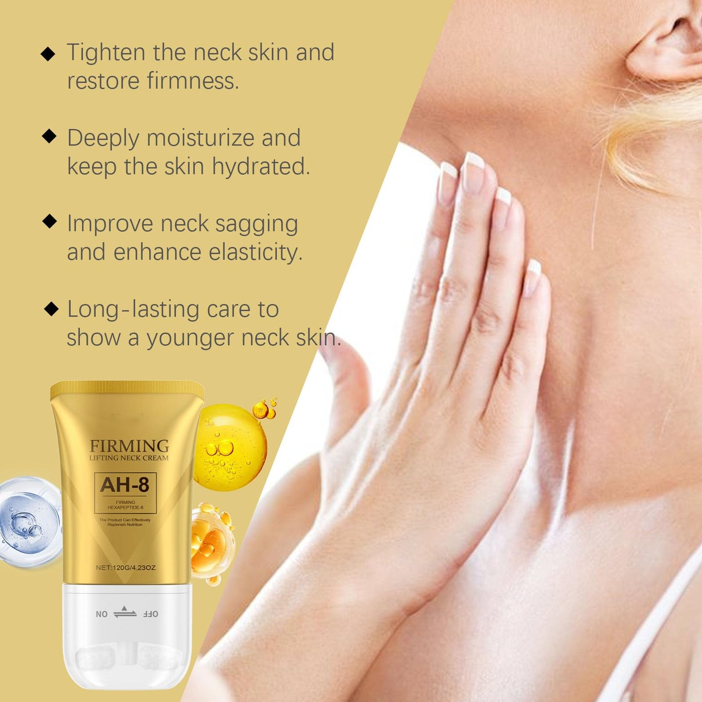 Neck-Eye Care Tightening & Revitalizing Set, Neck and Eye Care Set, AH-8 Firming Neck Cream + Electric Massage Eye Cream (2)