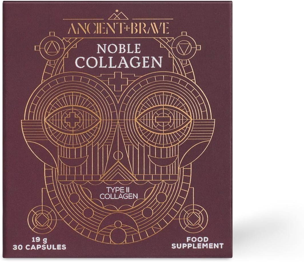 Ancient + Brave Noble Collagen - Type 2 Collagen Capsules for Joint Health, Healthy Bones & Ligaments - Enhanced with Vitamin C, Boswellia Serrata & Manganese - Gluten Free, Soy Free, 30 Capsules