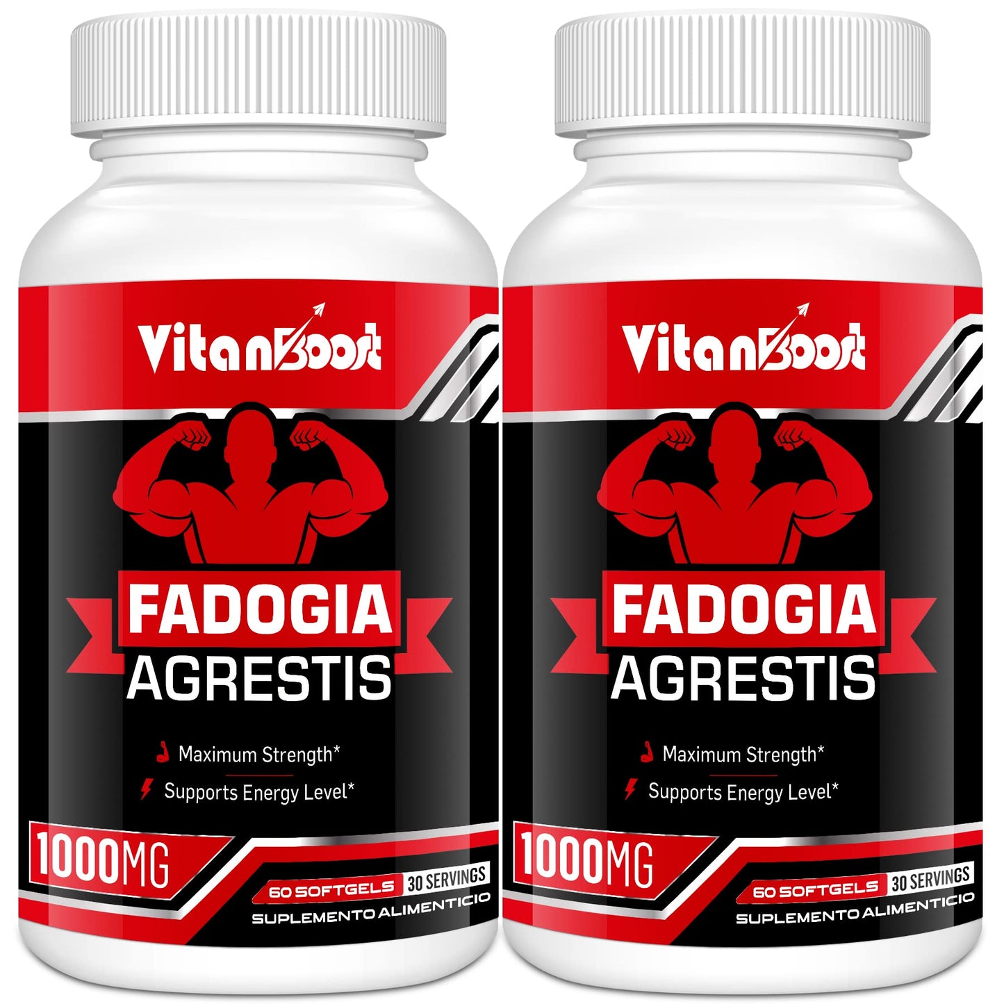 Vitanboost Fadogia Agrestis 1000mg with Ashwagandha & ZINC- Maximum Strength Fadogia Agrestis Extract Supplements - Drive, Athletic Performance & Muscle Mass - Gluten Free, Non-GMO, 120 Softgels