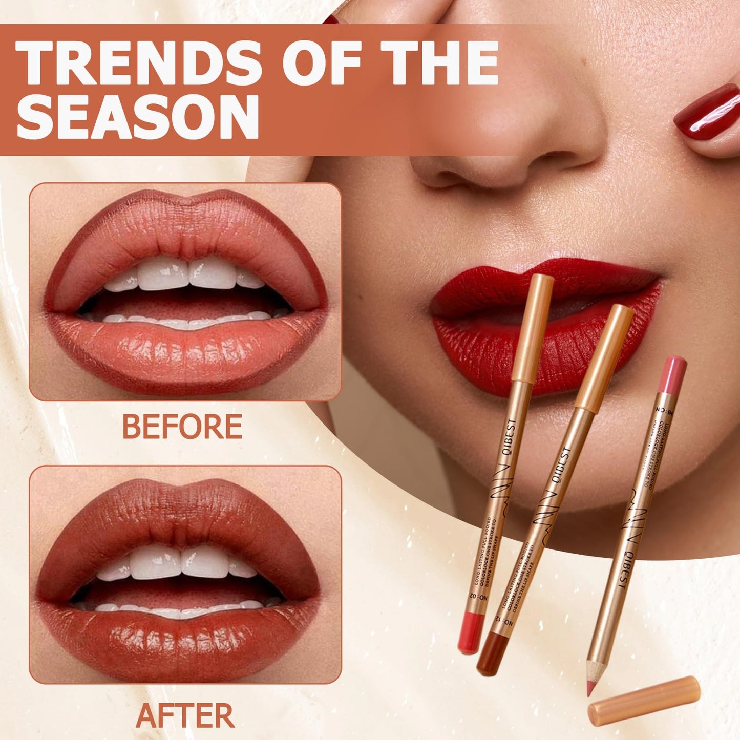 Bisienya 12pcs Lip Liners Set,Matte Lipstick Lip Liner Pencil,Longwear Smooth Lip Pencil,Smooth and Long-Lasting Lip Pencil Liner,Creamy Lip Liner,High Pigmented Waterproof Natural Lip Makeup