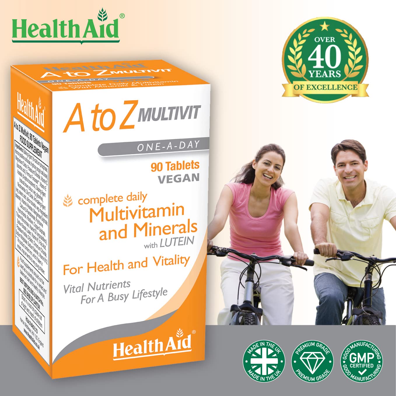 HealthAid A to Z Multivit - 90 Vegan Tablets, Pack of 1