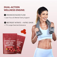 Cayenne Pepper & Beetroot Gummies – Enhanced with Vitamin K2+D3 – Supports Blood Pressure, Vegan, Nitric Oxide Supplement – 60 Gummies – 30 Days Supply