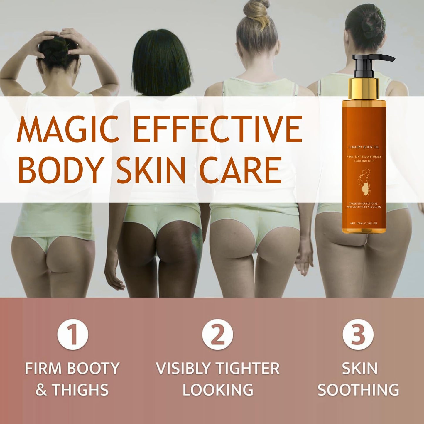 Magic Firming Body Oil, Magic Luxury Body Oil With Lavender & Rosehip, Skin Tightening & Hydrating Body Oils For Arms, Thighs & Abdomen,Lightweight, Non-Greasy Moisturiser For Silky Smooth Skin