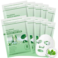 IREV Pack of 10 Centella Asiatica Calming Mask, Soothing Facial Masks with Aloe for Sensitive Skin, Daily Care Mositurizing Face Masks Skincare, Hyaluronic Acid Hydrating Sheet Face Mask Beauty Care