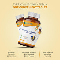 NUTRA LIFE Advanced Turmeric Tablets, 2000mg, with Ginger and Black Pepper, 90 Count