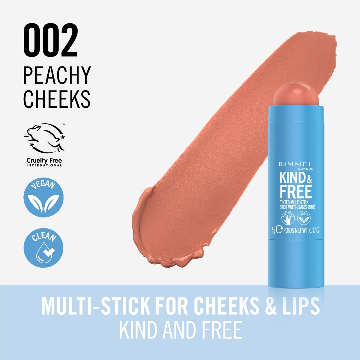 Rimmel Kind & Free Multi-Stick 002 Peachy Cheeks
