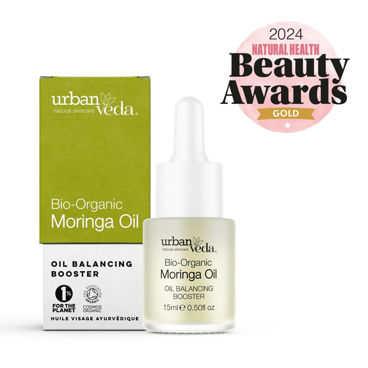 Urban Veda Bio Organic Moringa Oil | For Pimple & Acne Prone Skin| Face Oil Balancing Booster with Squalene | Vitamin A, B, C & E Bio Oil for Face | Rejuvenates & Nourishes Skin | 15 ml
