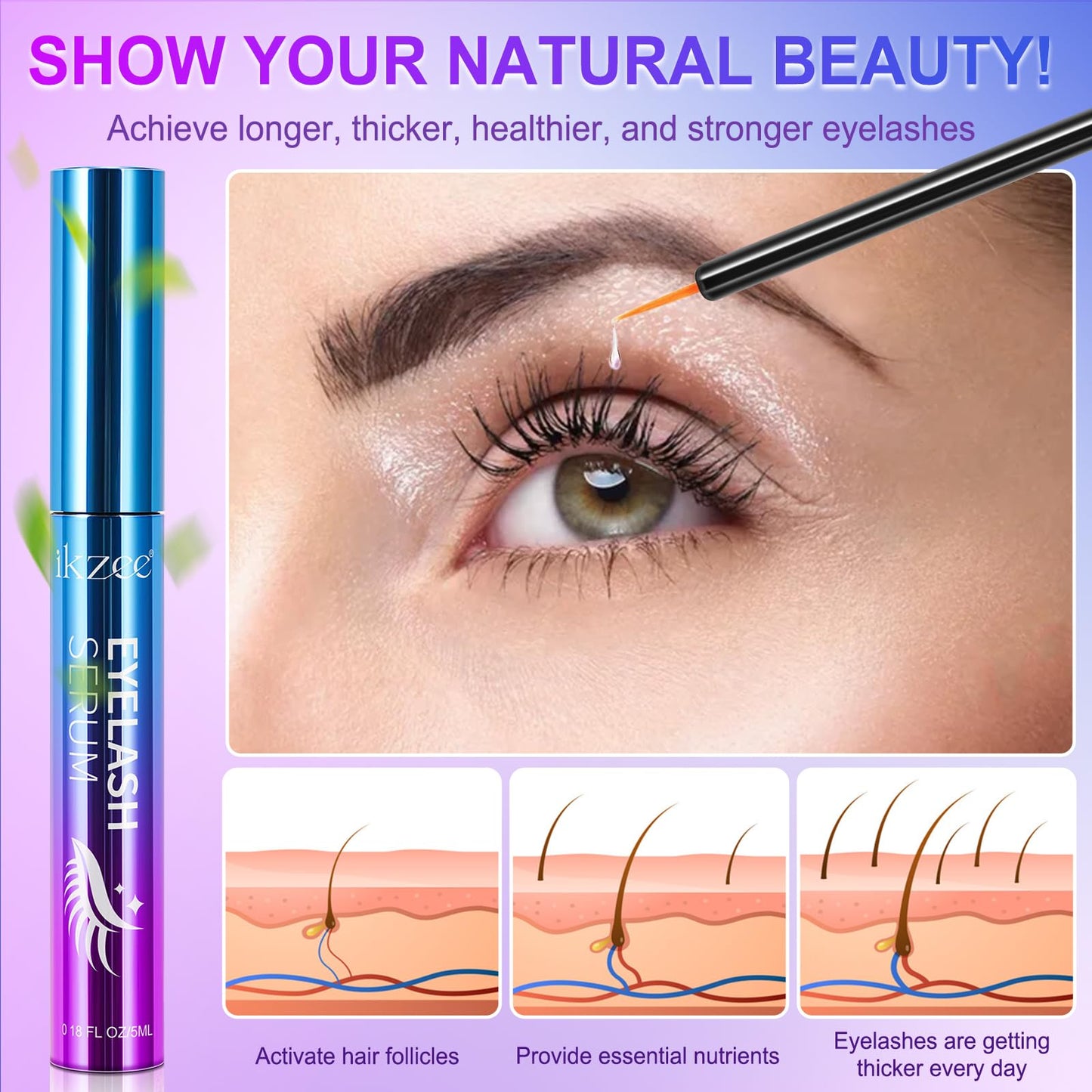 Generic Eyelash Growth Serum, Advanced Lash Serum & Eyelash Serum, UK Lash Growth Serum for Thicker, Fuller & Longer Lashes in 2 Weeks, 5ml