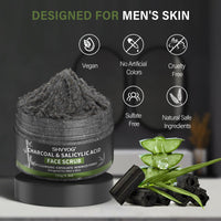 SHVYOG Men's Face Scrub, Bamboo Charcoal Salicylic Acid Face Exfoliant, Facial Peeling Improves Blackheads, Acne, Clogged Pores, Cleansing Oil Control, Pre-shave Care for Men, with Facial Cleansing Brush