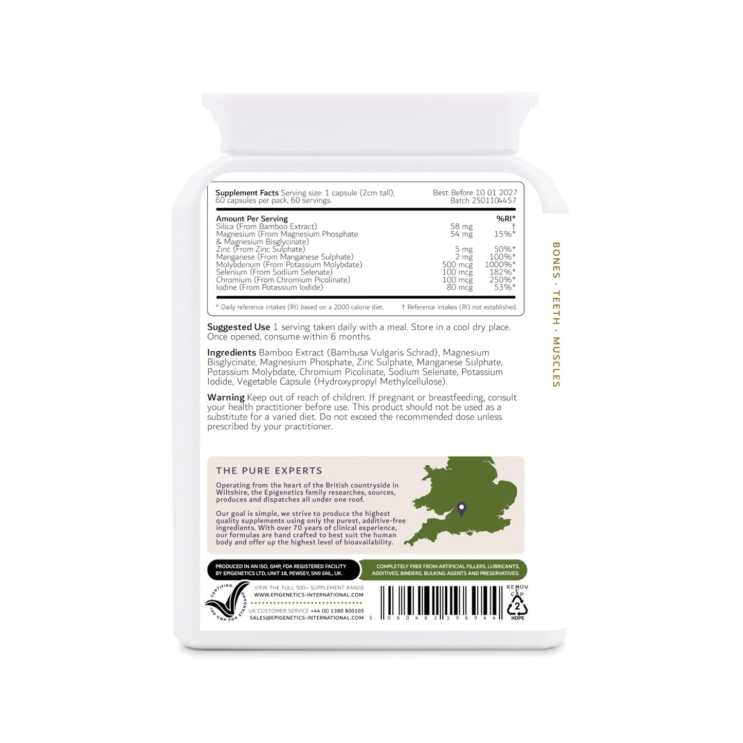 Epigenetics Epi-Minerals (Without Iron & Calcium) | 9-Mineral Complex: Silica, Magnesium, Zinc, Iodine + 4 More | 60 Vegan Capsules UK Made | 1 Capsule Daily (2 Month Supply)