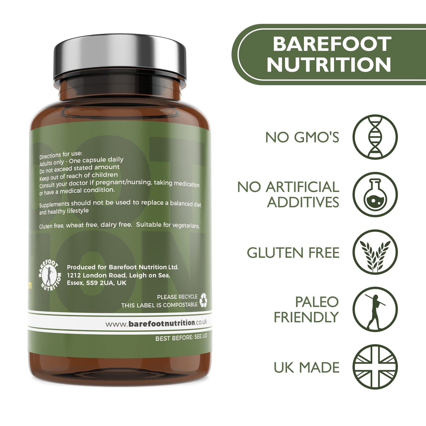 Barefoot Nutrition - Vitamin D3 Complete 4000 IU, With Vitamin K2 MK-7, Magnesium, Boron & Zinc Supplement, High Strength Formula for Bone and Normal Health Function, 60 Capsules