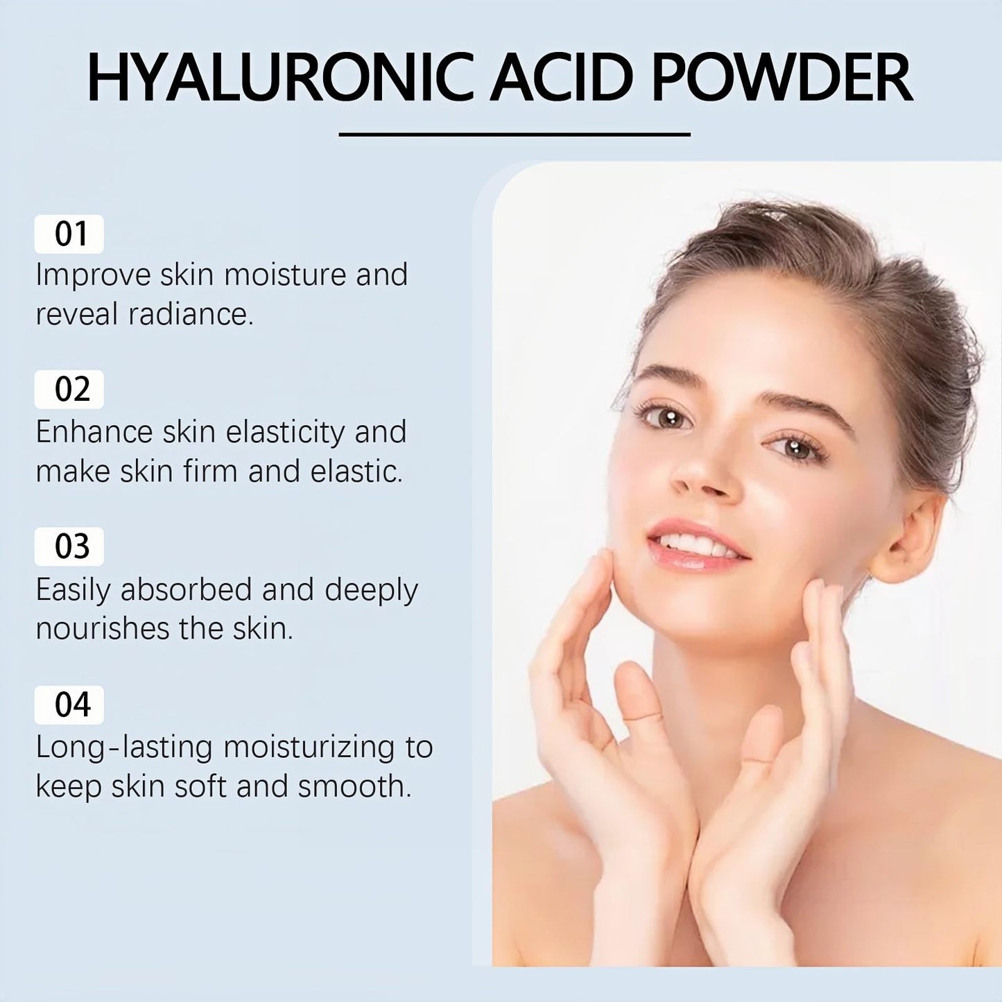 Fankayi Acid Hyaluronic Powder,Water Soluble Hydrating Ingredient for Skin Moisture,Water-Soluble Firming Facial Serums Cosmetics,Micro Ingredients Hyaluronic Acid Powder, Skin Moisturising Support