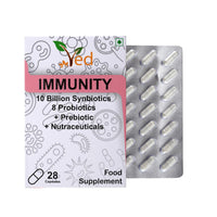 VED Immunity Complex Probiotics and Prebiotics Complex - 10 Billion CFU - 20 Live Bacterial Cultures - 28 Probiotic Complex Capsules for femaie & Male - Lactobacillus Plantarum 28 days Supply.