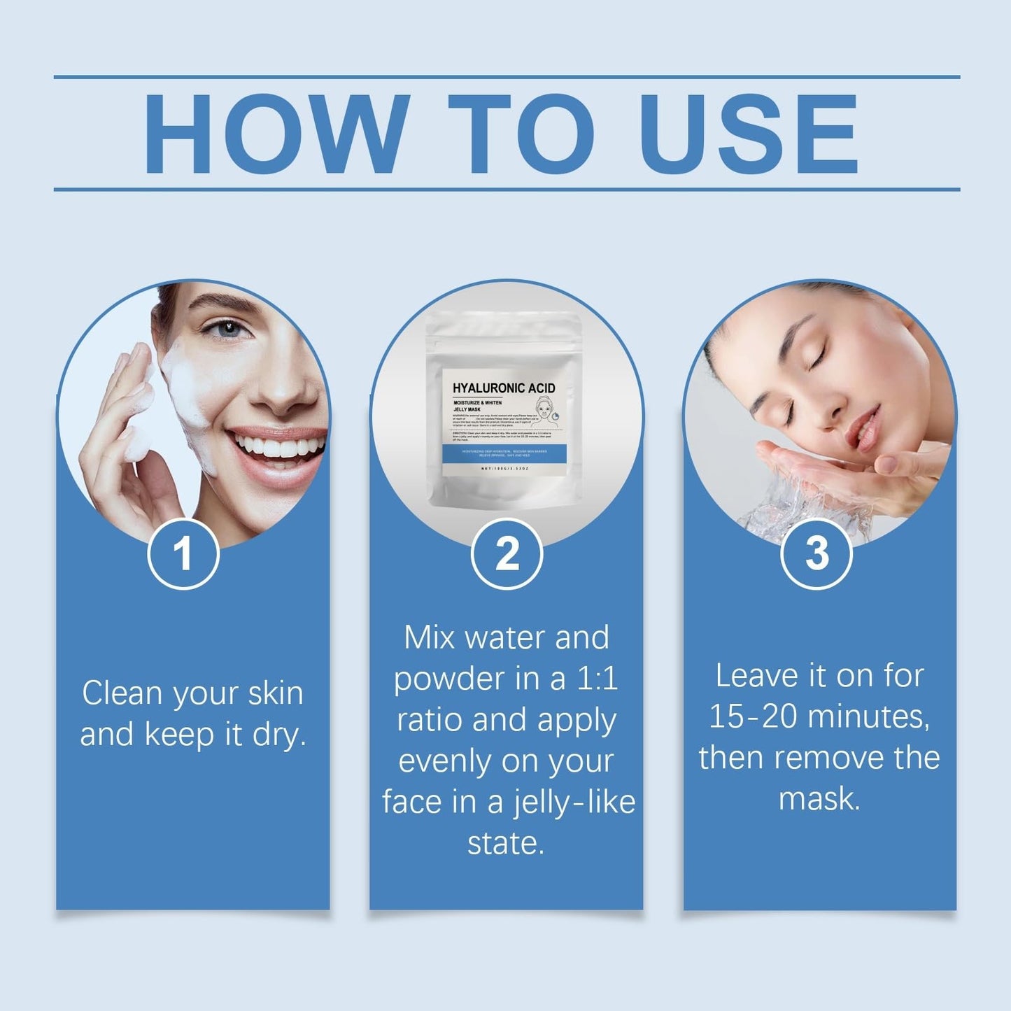 Xunzhi Hyaluronic Acid Powder 100g,Hyaluronic Acid Mask,Hyaluronic Acid Powder Serum,Hydrating Ingredient,Facial Serums Firmer Skin,Water-Soluble Firming Facial Serums Cosmetics,Hyaluronic Acids Serum