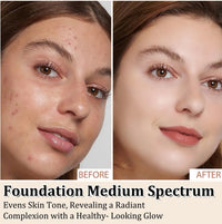 BQQCOB Foundation 4 in 1 Moisturizing Full Coverage Liquid Foundation,Concealer, Moisturizer, Sunscreen Serum SPF50+,UVA/UVB Protection,Colour Changing Foundation,Foundation For Mature Skin,1.1 oz