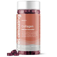 Collagen Gummies with Vitamins A and C, 500mg of Marine Collagen Per Serving, Advanced Skin Support, One-a-Day, 30 Gummies, One Month Supply | Feel Amazing