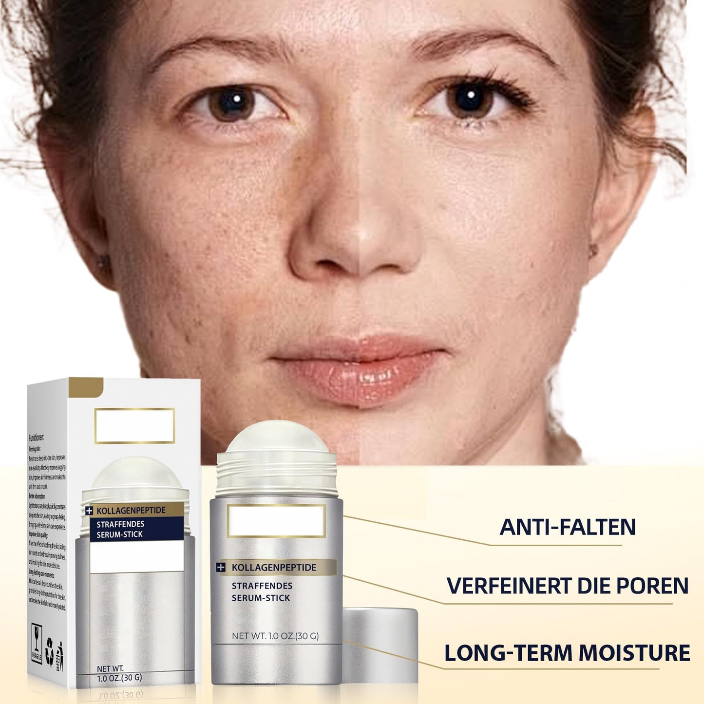 Wormeer Collagen Peptides Firming Serum Stick, Luxurious Skin Tightening Cream for Face & Neck, Anti-Aging Collagen Serum for Face, Neck Firming Cream for Sagging Skin, 30g