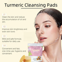 Jinjiar Turmeric Kojic Acid Cleansing Pads,Face Cleansing Pads,10pcs Turmeric Exfoliating Foaming Pads,Exfoliating Face Pads,Resurfacing Pads for Face & Body,Facial Sponges for Cleansing,Acne Face Wipes