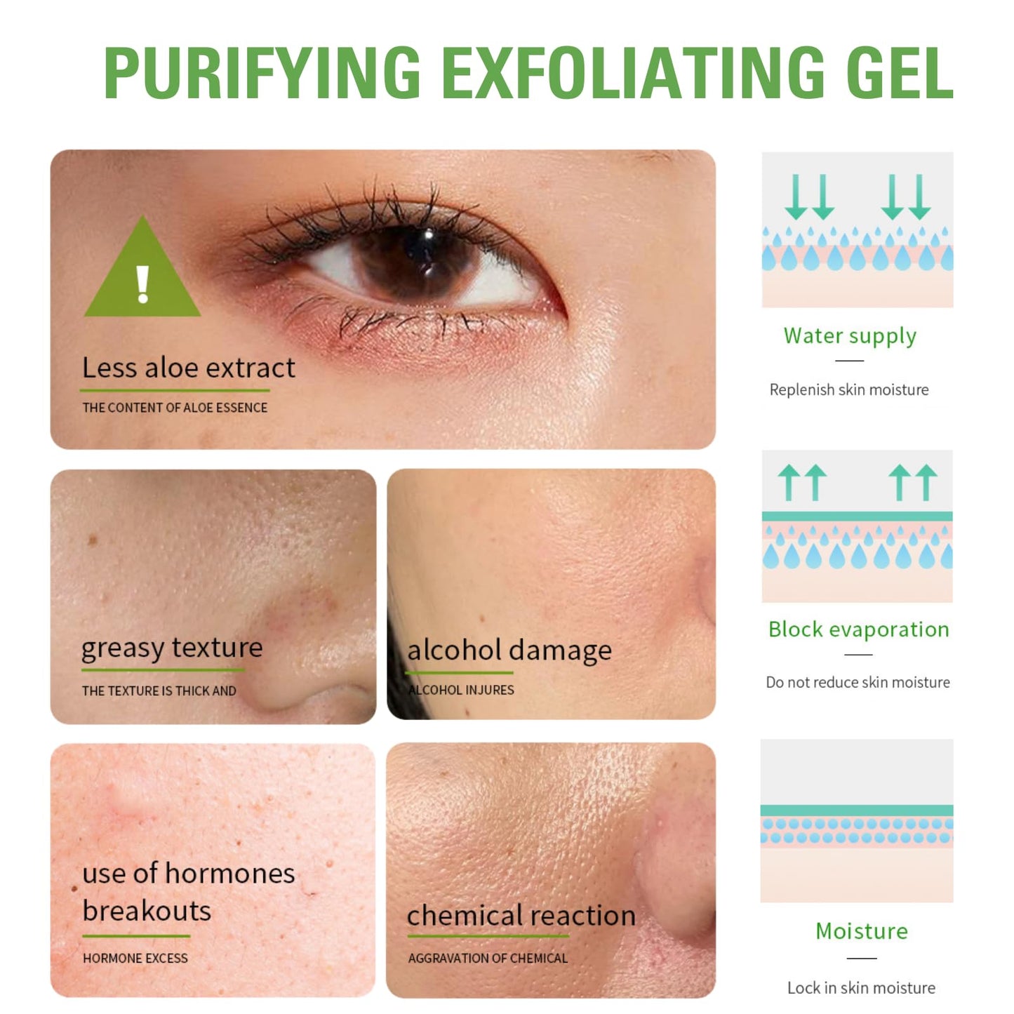 Trendyfave 2PCS Aloe Vera Purifying Exfoliating Gel, Face Scrub Exfoliator With Aloe Vera Gel, Aloe Silky Peeling Gel, Gentle Exfoliating, Exfoliating Face Wash, Exfoliating Gel For Dark Neck, Face&Body
