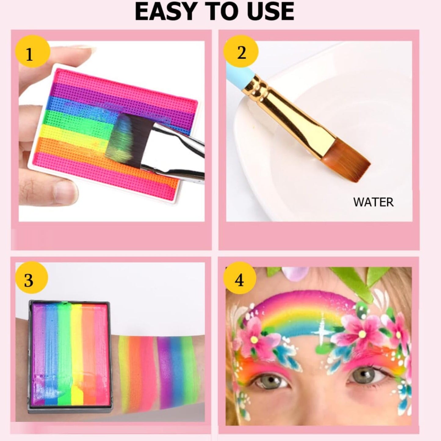 Generic Rainbow Face Paint, Make-Up Colours, Face Paint, Rainbow Face Paint, Body Painting, Water Soluble, Rainbow, Theatre Make-Up, Carnival, Colourful Body Colours, Quick Drying (25 g, 02#)