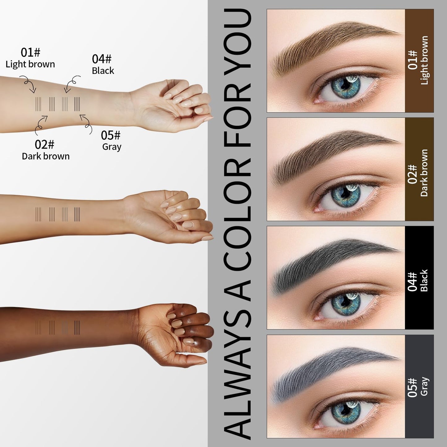 HZZYJ Eyebrow Pencil with 4 Micro-Fork Tip Long-lasting Waterproof Eyebrow Pen and Smudgeproof Brow Pen,Creates Natural Looking Defined Eyebrows (Dark brown)