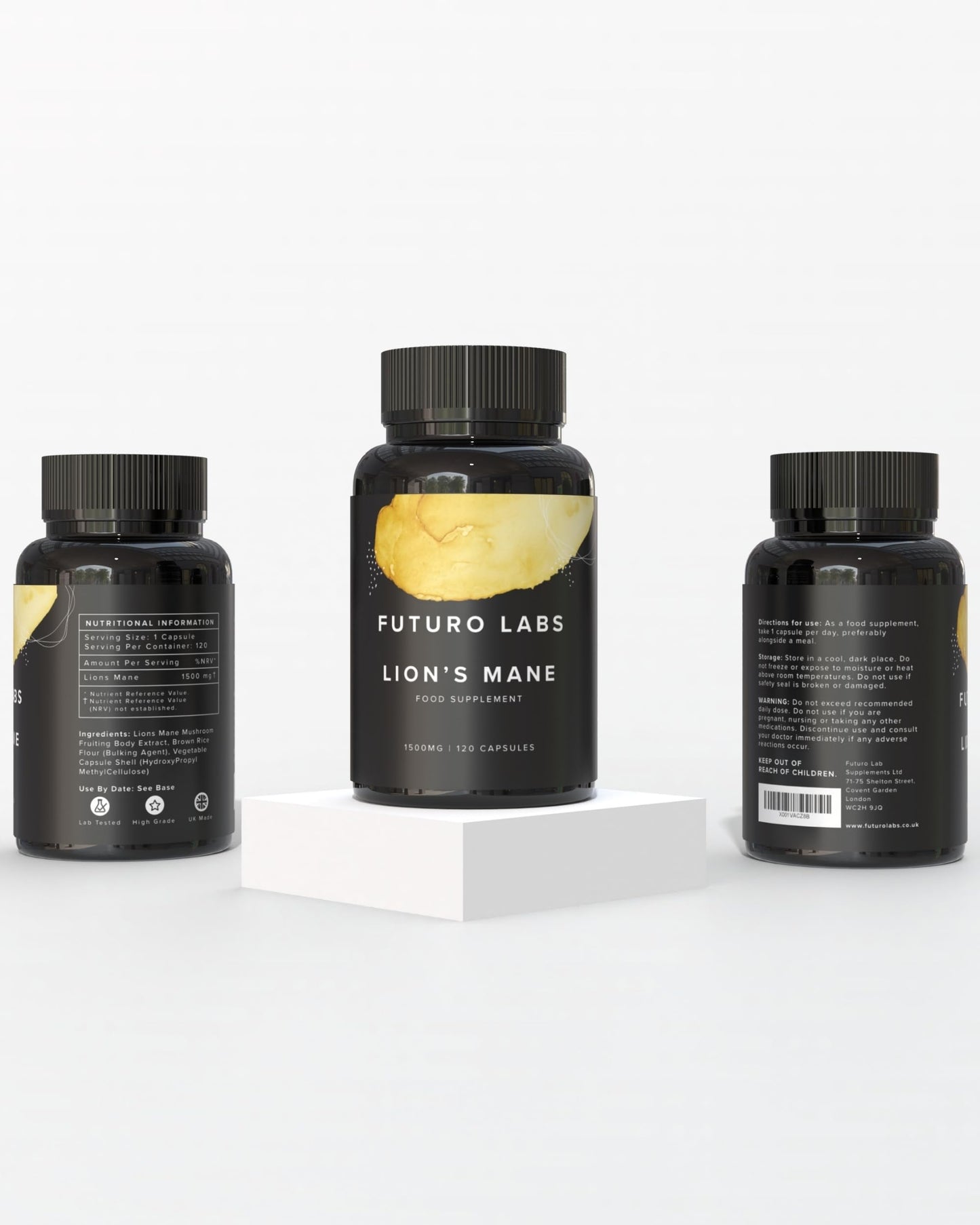 Lions Mane Supplement High Strength - 1500mg per Serving - Brain Fog/Cognitive Supplements by Futuro Labs - Nootropic Lion’s Mane Mushroom Capsules (Vegan) - 50% Polyphenols - 120 Day Supply (UK Made)