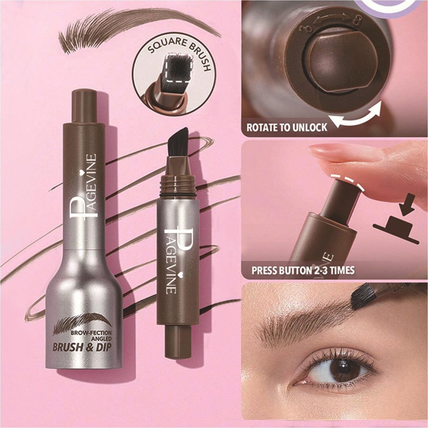 Ledeak Liquid Eyebrow Pen, Long Lasting Waterproof Eyebrow Pencil, Natural Shaping Brow Pen with Eyebrow Brush, Smudge Proof Eyebrow Makeup Dye Kit for Naturally Defined Eyebrows (Taupe)