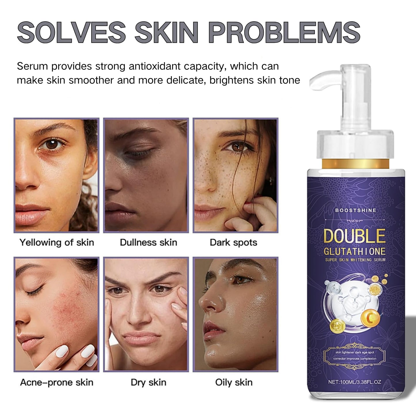 IZBEAUVO Glutathione Serum,Glutathione Skin Brightening Face Serum,Glutathione Serum for Face with KOJIC ACID and Niacinamide,Hydrating serum Reduce Dark Spot & Improve Skin Tone Large-capacity 100 ML