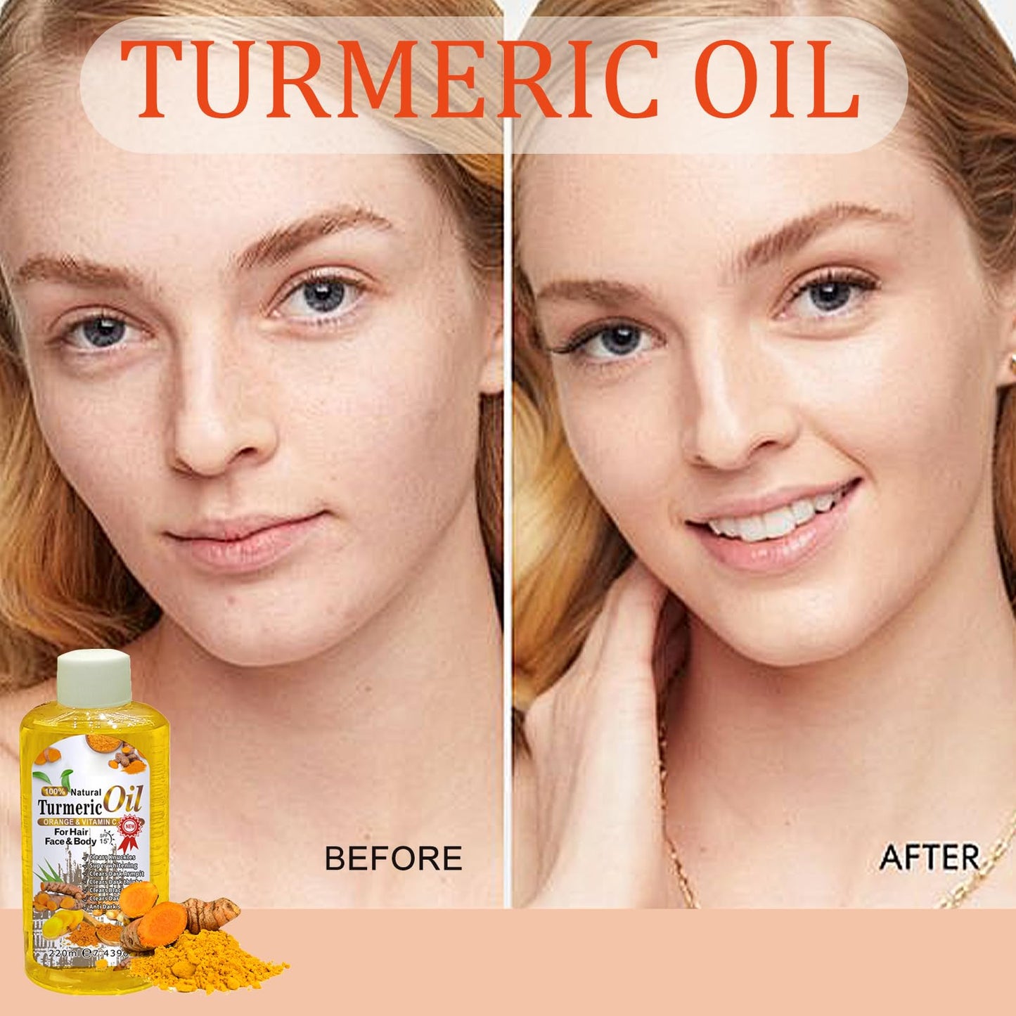 Turmeric Oil for Skin Massage Oil - Hydrating Moisturizing Body Oil - Face Oil for Dry Skin Uneven Skin Tone - Turmeric Massage Oil for Face and Skin Care - Anti Dark Spots Anti-Oxidation Anti-Aging